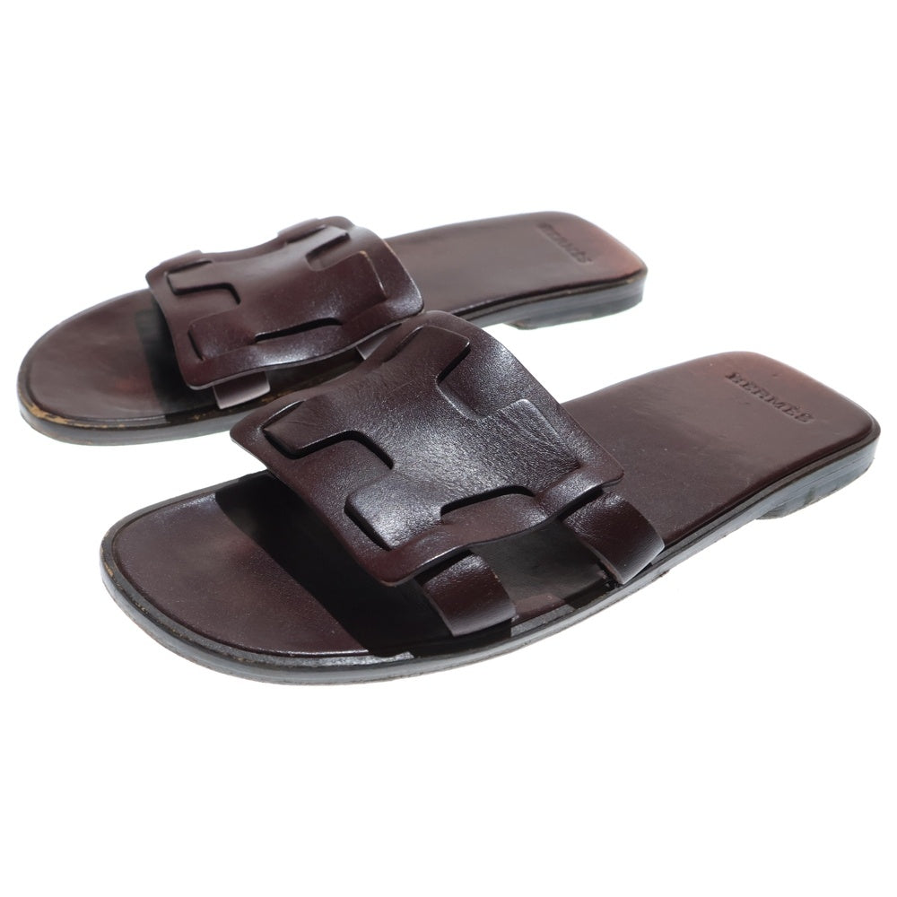 HERMES(エルメス) Hロゴ レザーサンダル ブラウン レディース