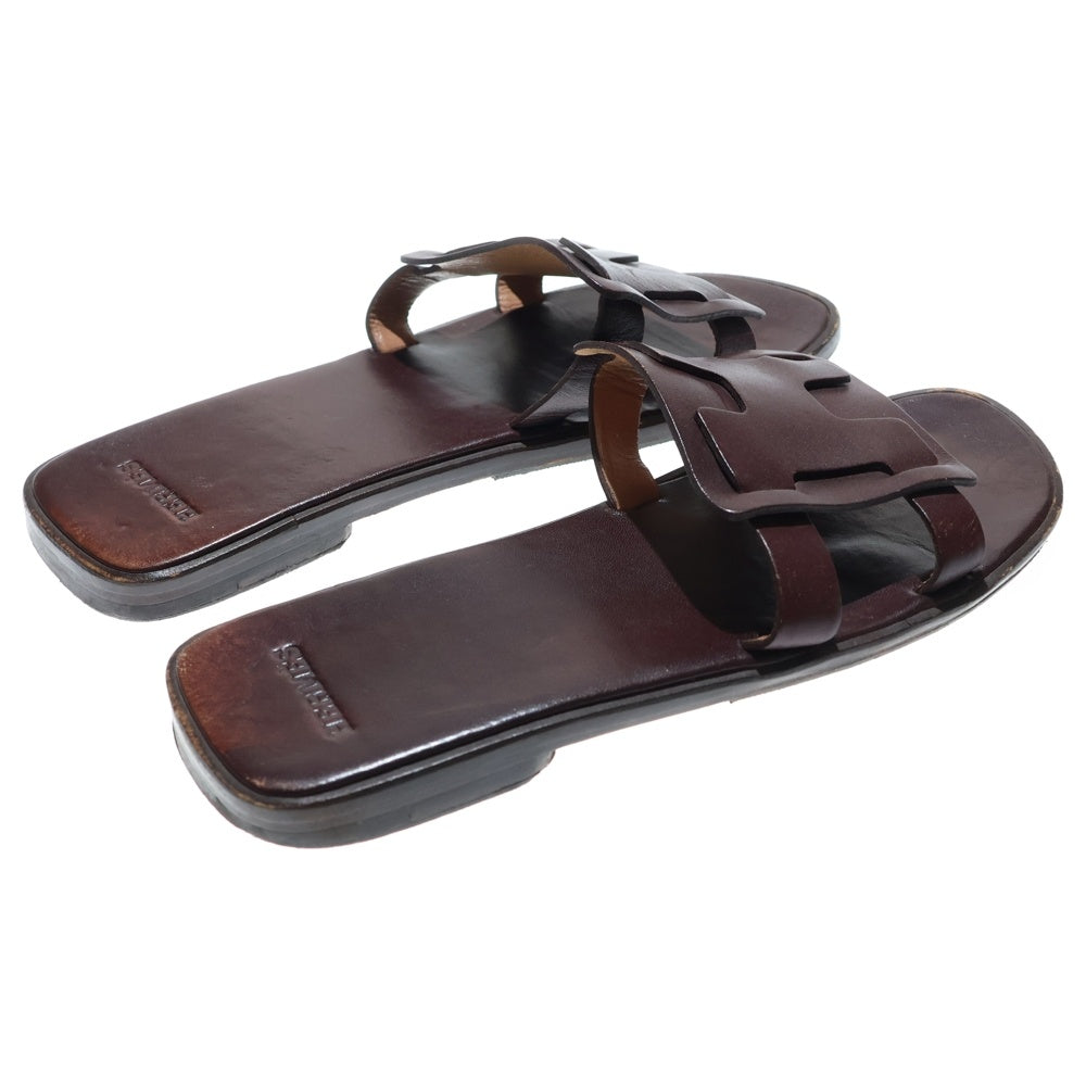 HERMES(エルメス) Hロゴ レザーサンダル ブラウン レディース