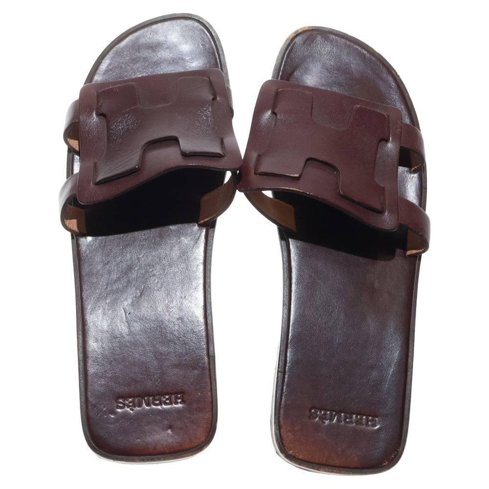 HERMES(エルメス) Hロゴ レザーサンダル ブラウン レディース