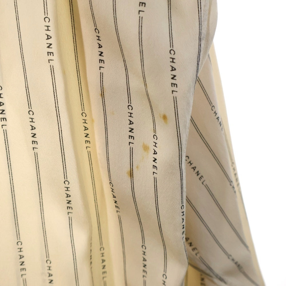 CHANEL(シャネル) ココマーク パールボタン ロゴストライプシルク長袖シャツ ベージュ 99A P13804V07886