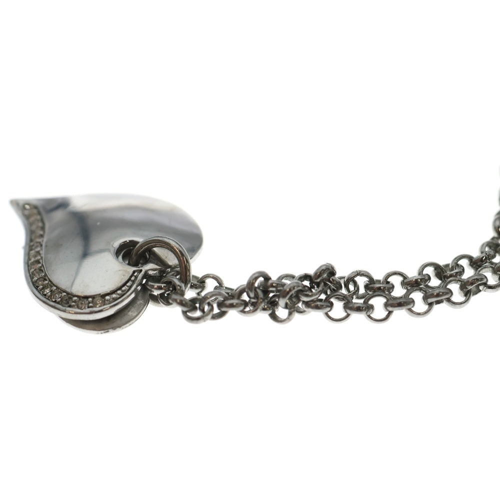 TIFFANY & Co.(ティファニー) ダブルハート ラインストーン タグネックレス ペンダント チェーン シルバー Ag925