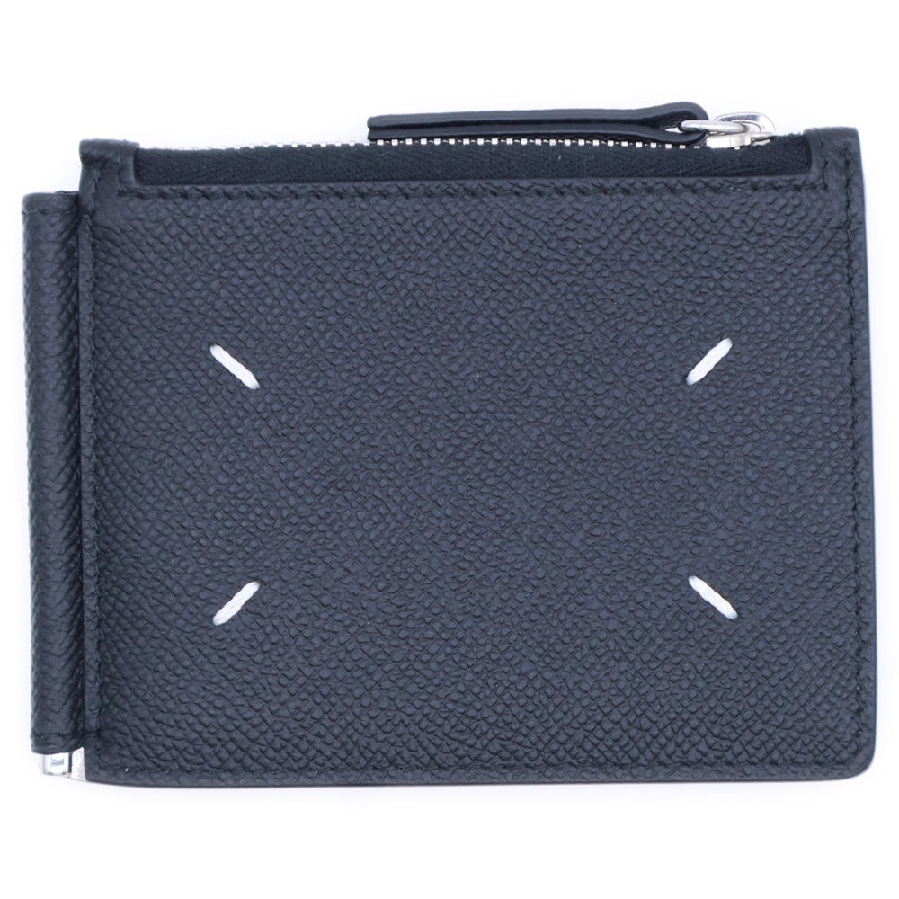 Maison Margiela 0(メゾンマルジェラ) マネークリップ コンパクトウォレット 二つ折り財布 ブラック レザー S35UI0447