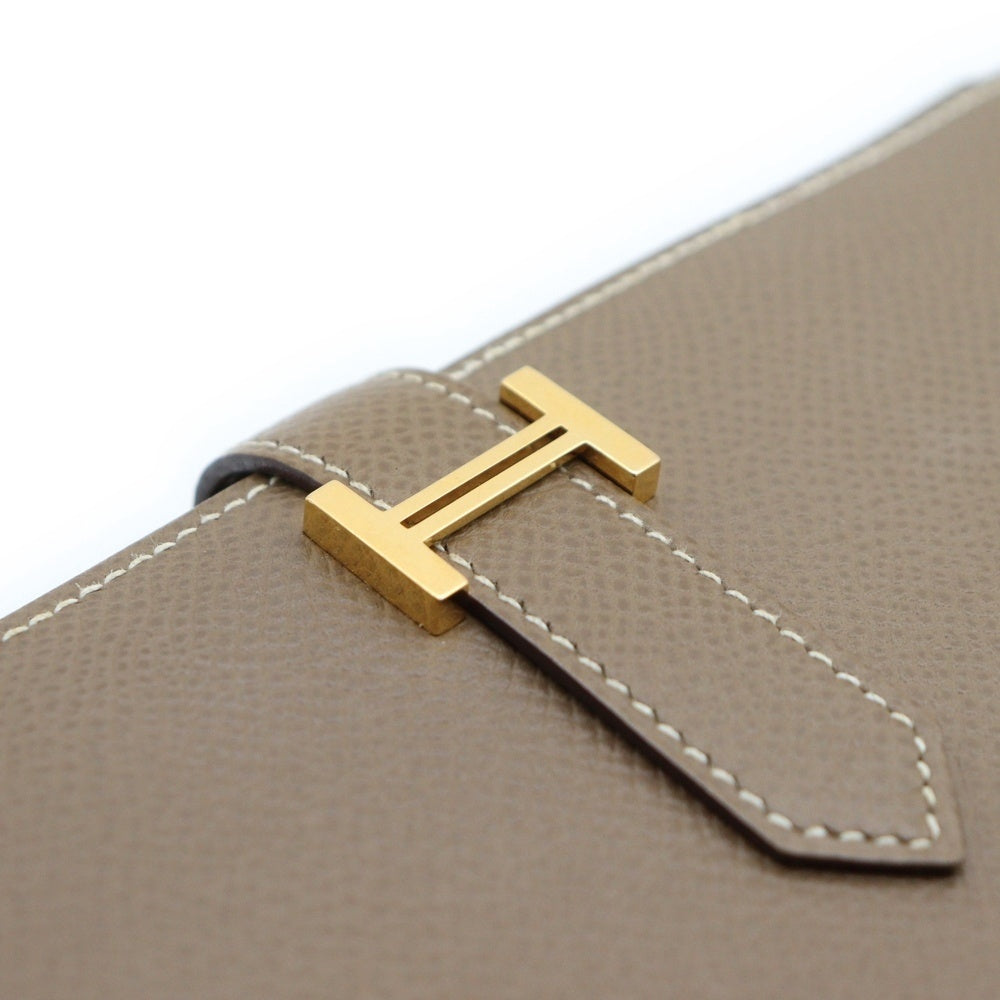HERMES(エルメス) ベアンスフレ エトゥープ ヴォーエプソン 二つ折り財布 ゴールド金具 Y刻印