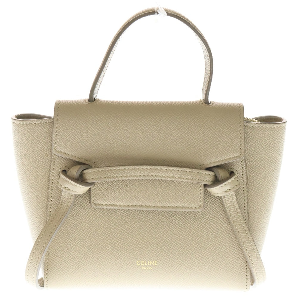 CELINE(セリーヌ) ベルトバッグ ピコ 2WAYハンドバッグ ショルダーバッグ ミニバッグ ベージュ レザー ゴールド金具