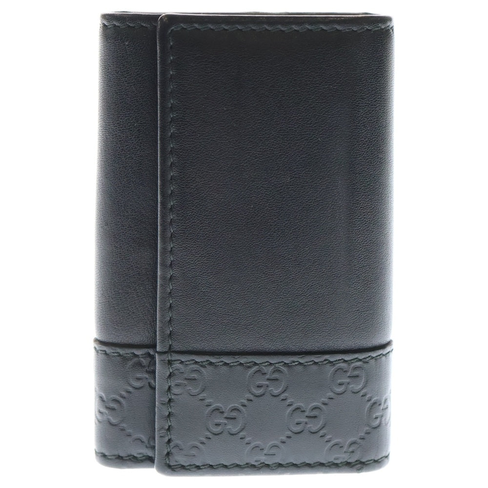 GUCCI(グッチ) グッチシマ 6連キーケース キーリング バッグチャーム ブラック レザー シルバー金具