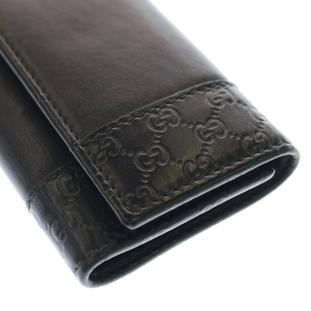 GUCCI(グッチ) グッチシマ 6連キーケース キーリング バッグチャーム ブラック レザー シルバー金具