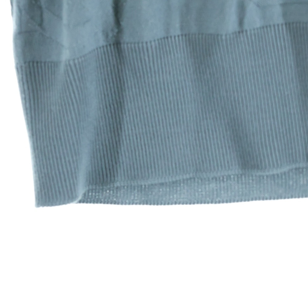 HERMES(エルメス) 25SS 総柄ジャガード ウールニット 半袖ポロシャツ ブルーグレー