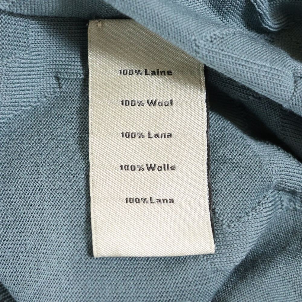 HERMES(エルメス) 25SS 総柄ジャガード ウールニット 半袖ポロシャツ ブルーグレー