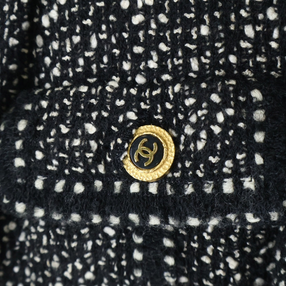 CHANEL(シャネル) 93AW ココマークボタン ウールツイード ノーカラー
