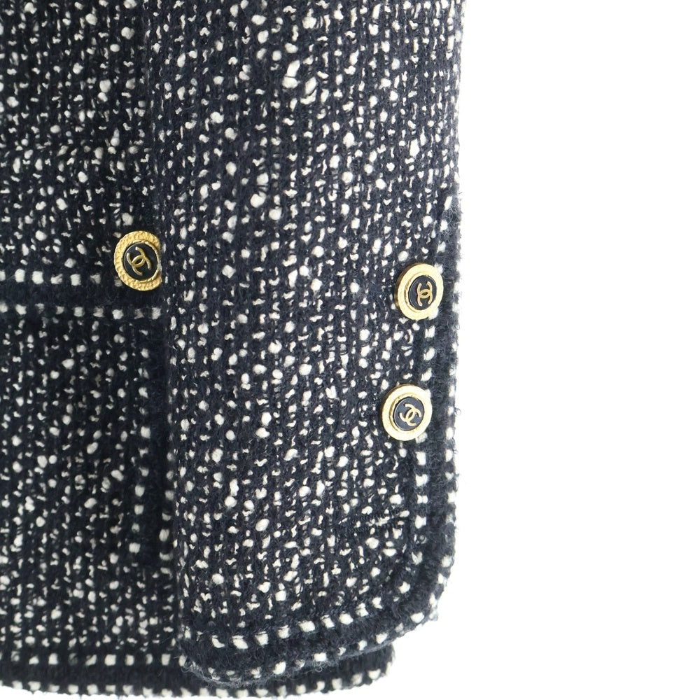 CHANEL(シャネル) 93AW ココマークボタン ウールツイード ノーカラー