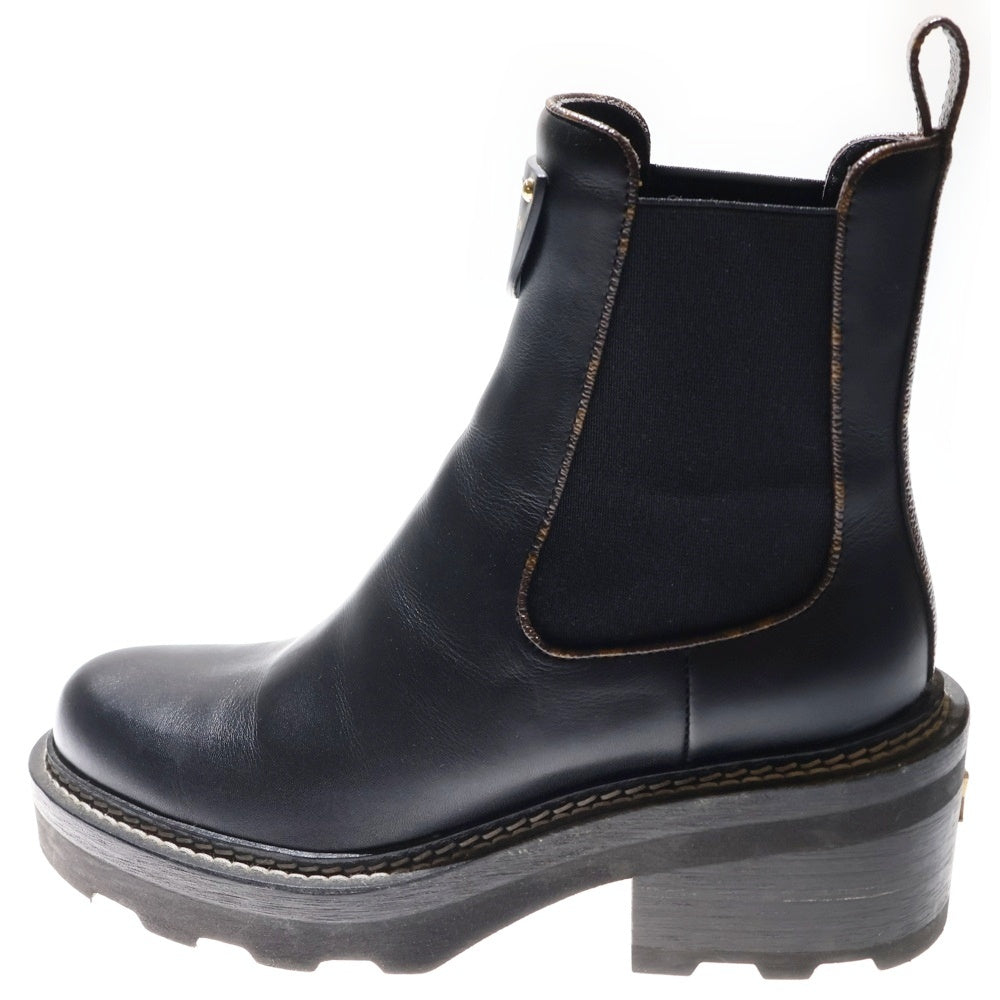 LOUIS VUITTON(ルイヴィトン) ボブールライン モノグラム PVC レザー サイドゴア ハイカットシューズ ショートブーツ ブラック/ブラウン レディース