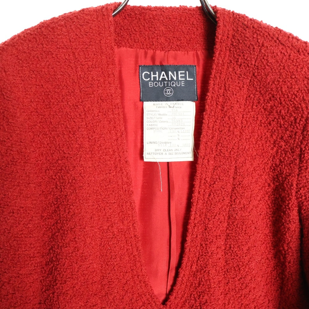 CHANEL(シャネル) 93AW ココマークボタン ウール ノーカラー 3B