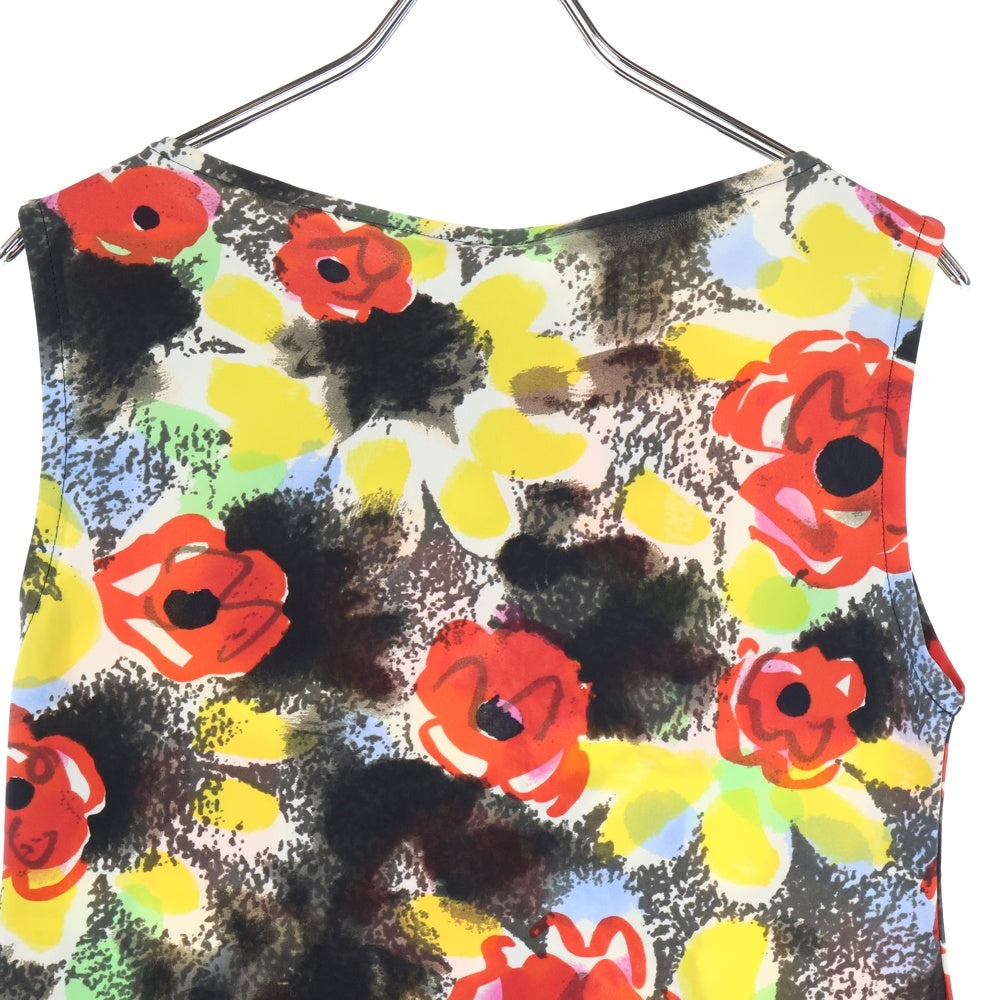 CHANEL(シャネル) 97P スプリングコレクション カメリア グラフィック 総柄プリント ノースリーブ ミディアムワンピース ブラック/レッド レディース P07806V05575