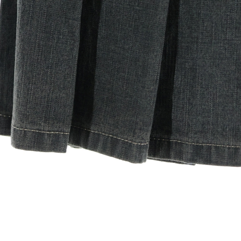 CHANEL(シャネル) 03P スプリングコレクション ロゴプレート デニム プリーツ切り替え ミディアム フレア スカート グレー レディース P20704V11996