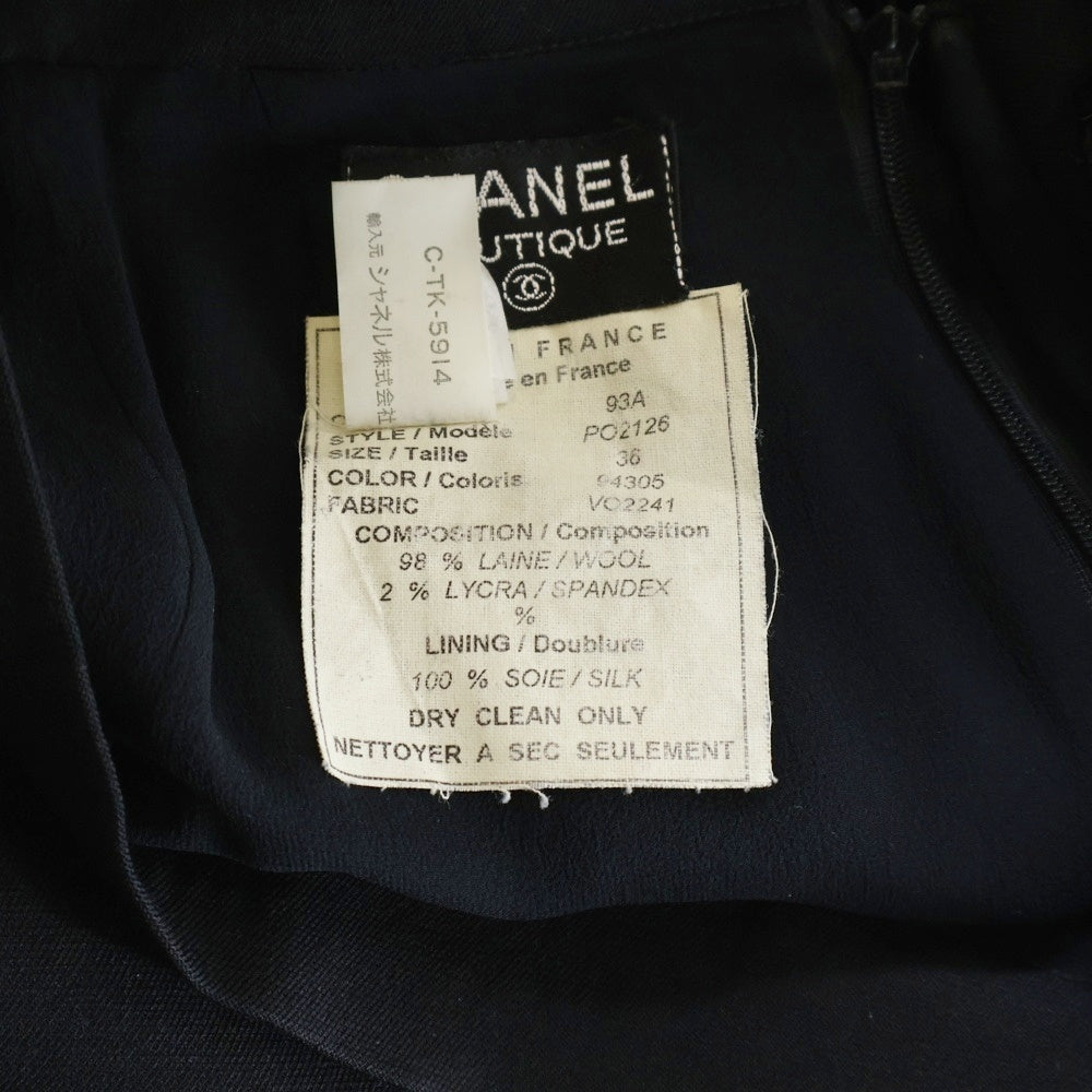 CHANEL(シャネル) 93AW ココマークボタン ウール タイト ミディアムスカート ブラック レディース PO2126