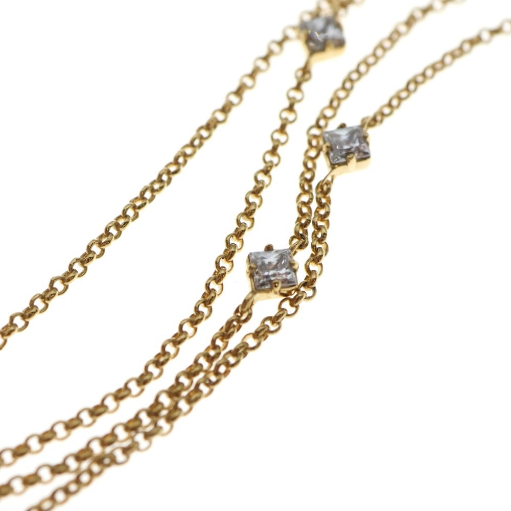 LOUIS VUITTON(ルイヴィトン) ネックレス レディ・LV ゴールド GP ラインストーン ペンダント ダブルチェーン M01845