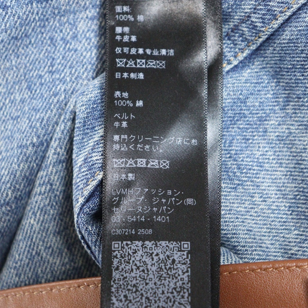 CELINE(セリーヌ) トリオンフ レザー切替コットンデニムパンツ インディゴブルー 2N860930F レディース