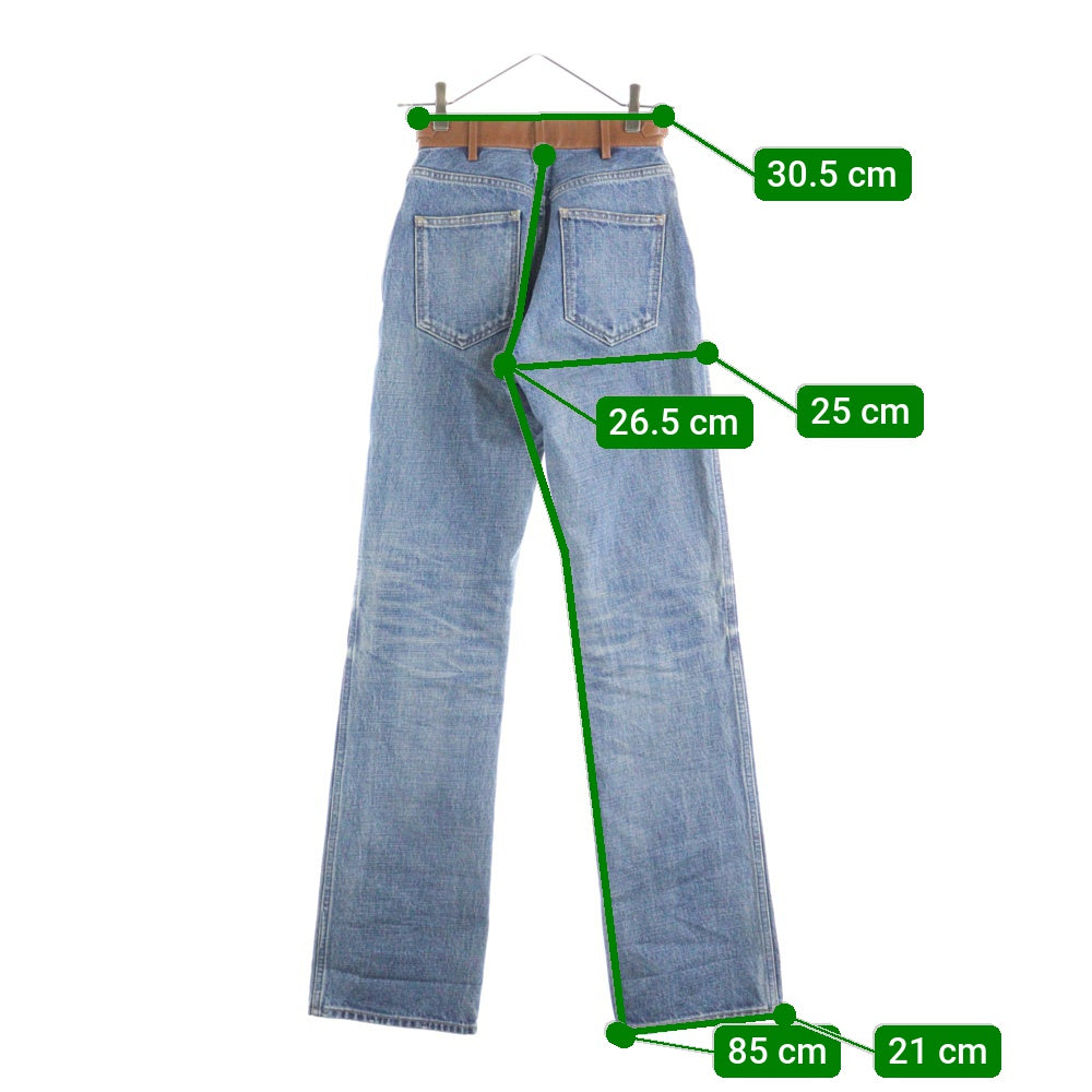 CELINE(セリーヌ) トリオンフ レザー切替コットンデニムパンツ インディゴブルー 2N860930F レディース