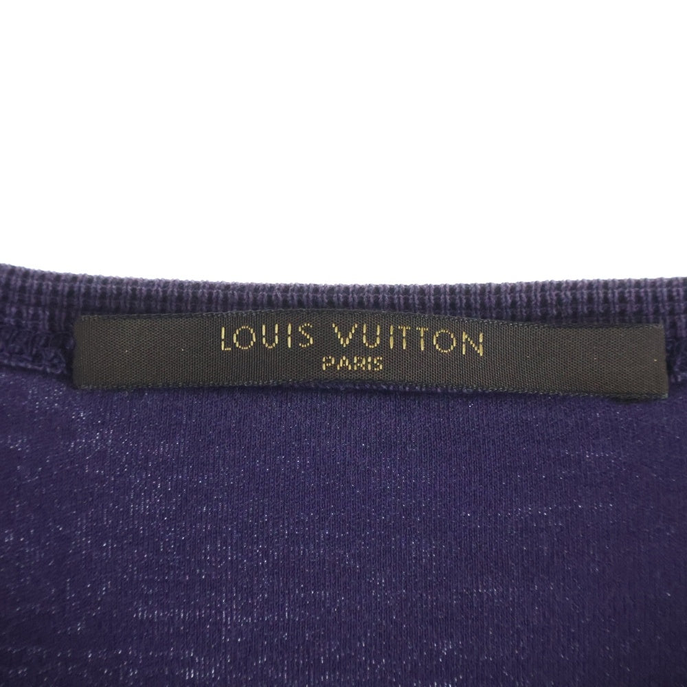LOUIS VUITTON(ルイヴィトン) 10SS WARDROBE ワードローブ バックフロッキーロゴプリント 鹿の子切り替え クルーネック 半袖Tシャツ カットソー パープル RM101M MQJR06JCQ