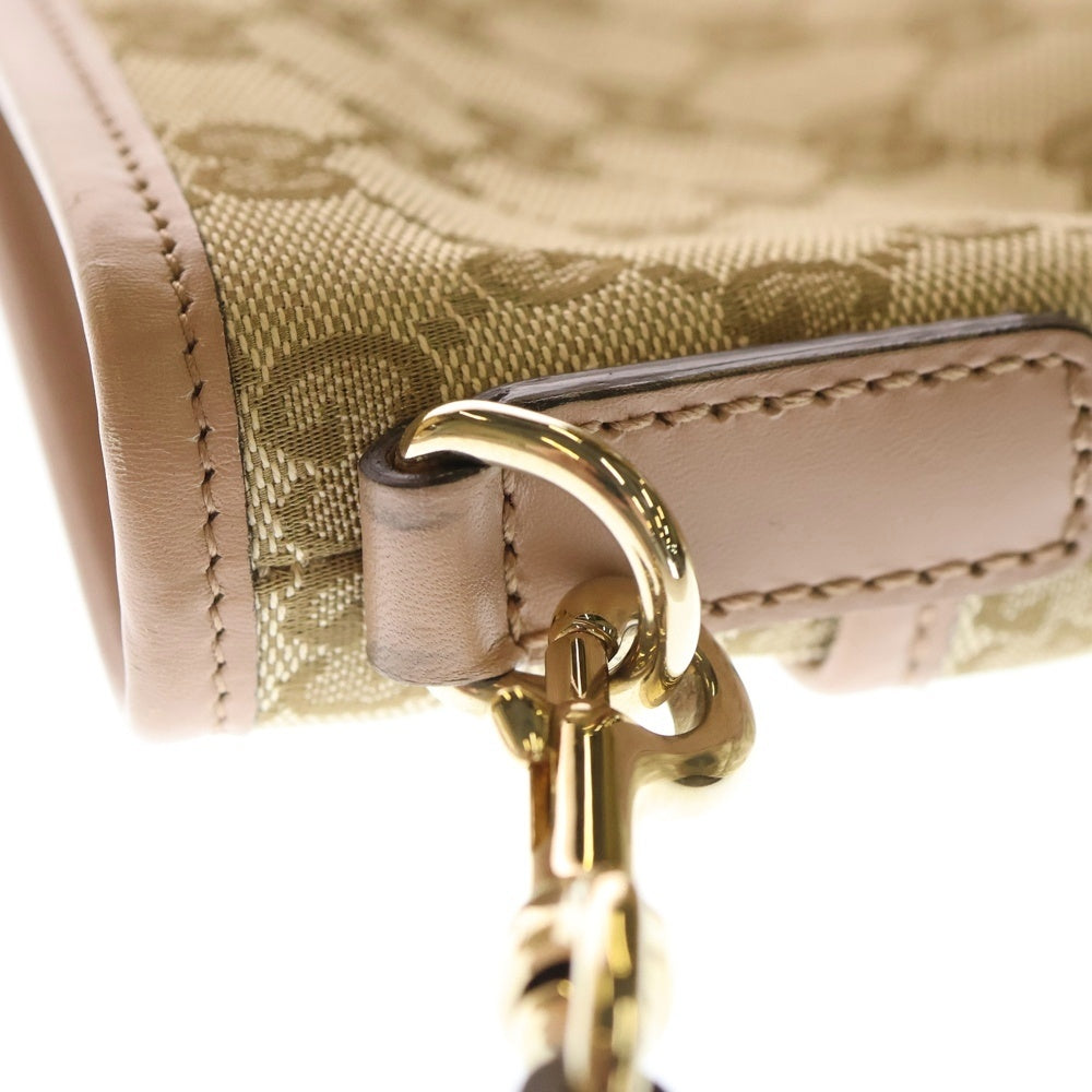 GUCCI(グッチ) GGキャンバス ショルダーバッグ ベージュ×ピンク キャンバス×レザー 388924 レディース