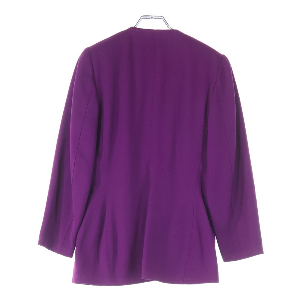 GIANNI VERSACE(ジャンニ ヴェルサーチ) ビジューボタン ウール ダブルブレスト ノーカラー テーラードジャケット パープル レディース