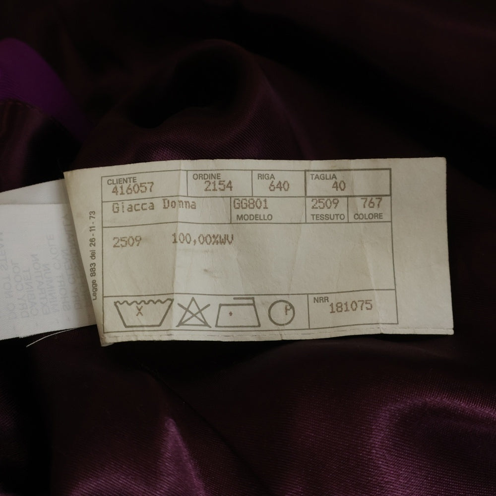 GIANNI VERSACE(ジャンニ ヴェルサーチ) ビジューボタン ウール ダブルブレスト ノーカラー テーラードジャケット パープル レディース