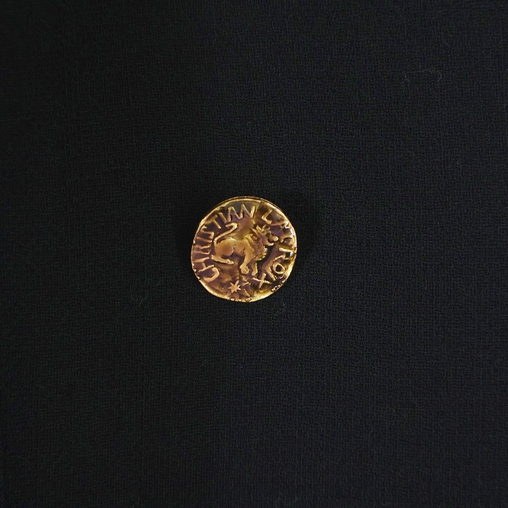 Christian Lacroix(クリスチャンラクロワ) セットアップ 裏地総柄 ウール ロゴボタン ダブルブレスト テーラード ロング ジャケット コート タイトミニスカート ブラック レディース