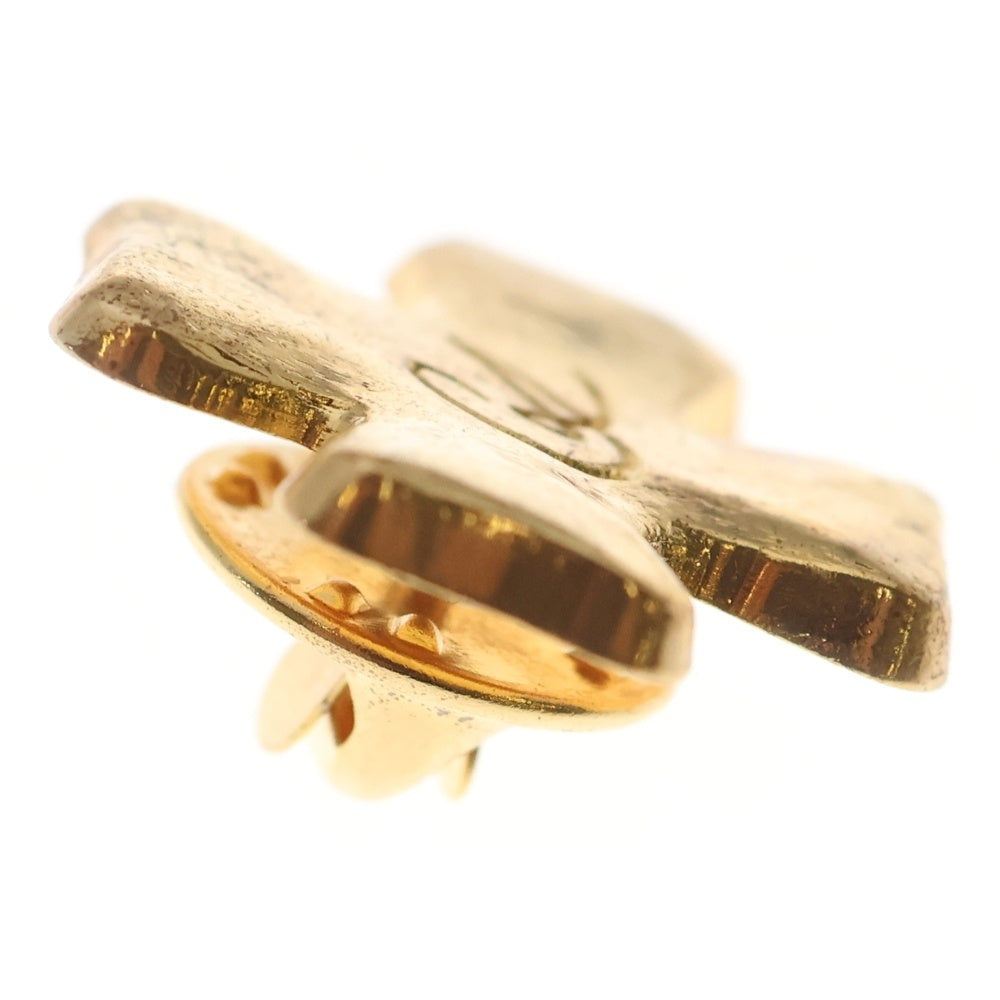 NO BRAND(ノーブランド) ロゴ クロスモチーフ ピンバッジ ゴールド レディース