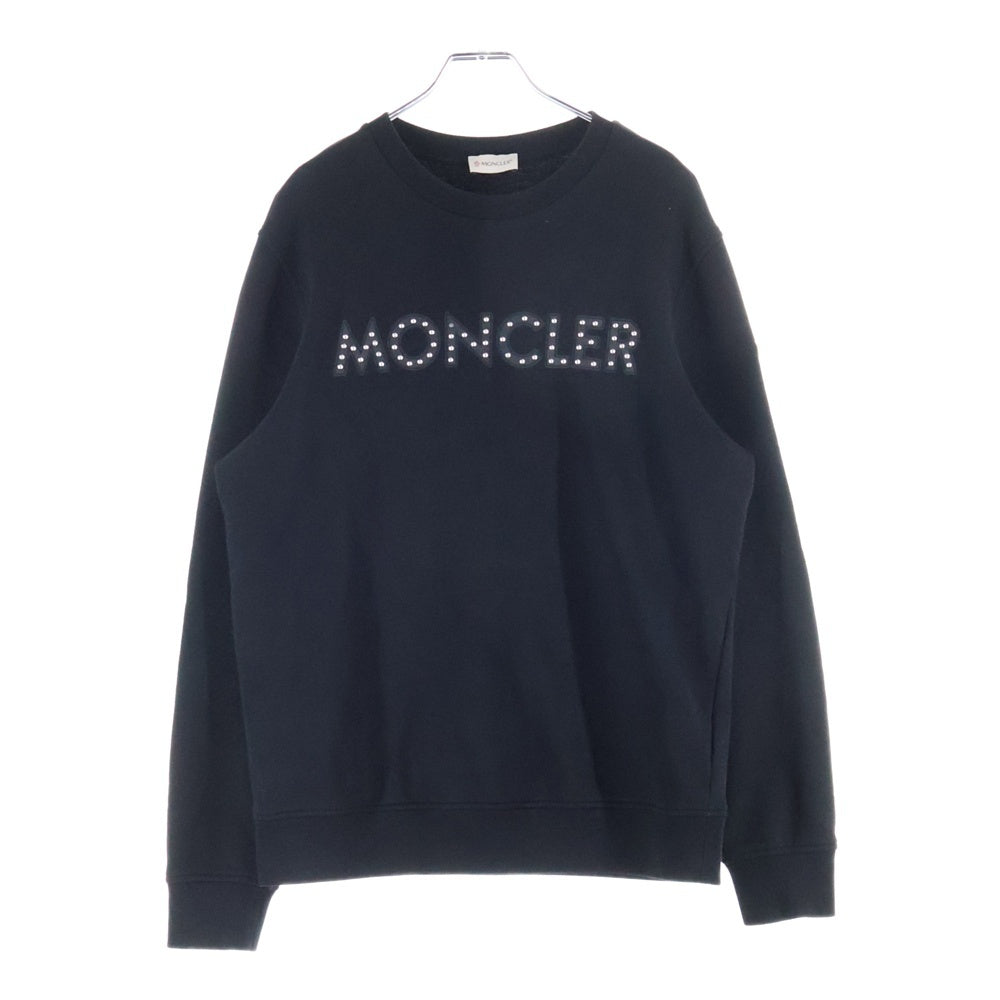 MONCLER(モンクレール) 22SS スタッズロゴ プリント クルーネック プルオーバースウェット トレーナー ブラック H10918G00013 809KR