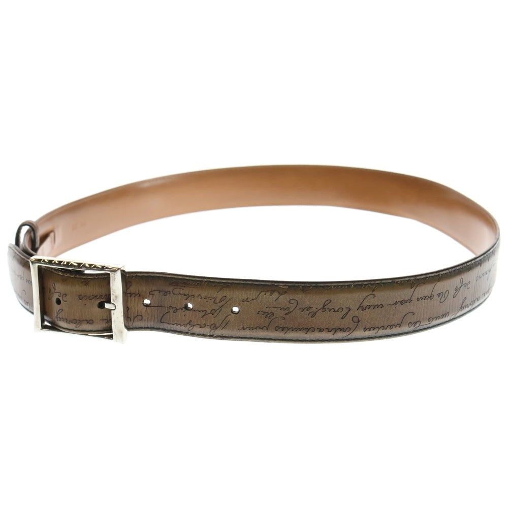 Berluti(ベルルッティ) クラシック レザーベルト ブラウン シルバー金具 90/36