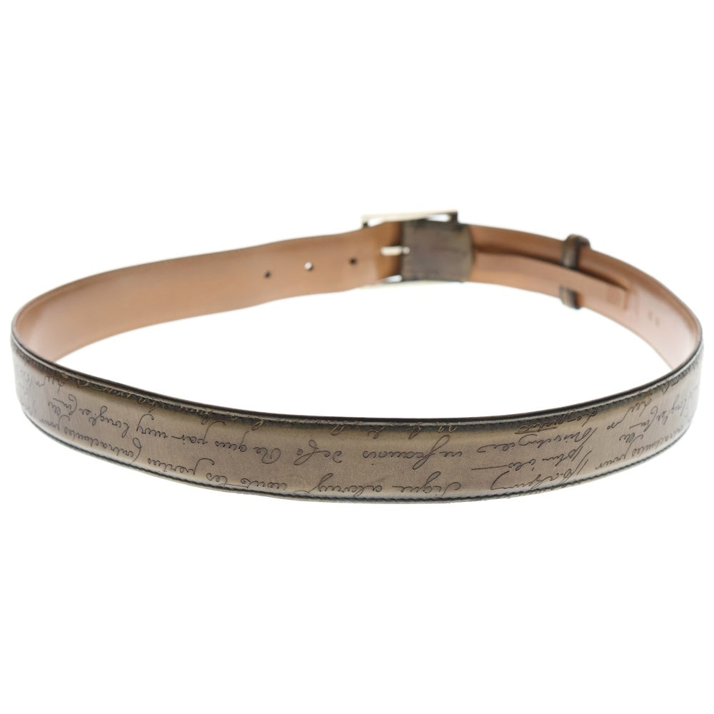 Berluti(ベルルッティ) クラシック レザーベルト ブラウン シルバー金具 90/36
