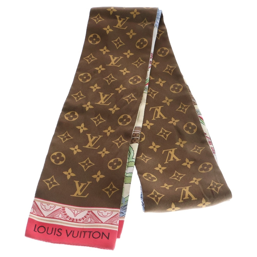 LOUIS VUITTON(ルイヴィトン) モノグラム シークレットガーデン バンドーBB シルクスカーフ ブラウン×ピンク M78436