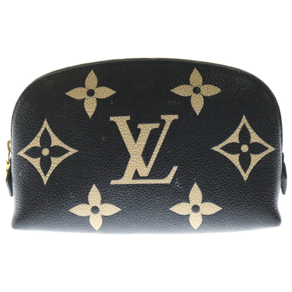 LOUIS VUITTON(ルイヴィトン) ポシェット コスメティック モノグラム アンプラント レザー ポーチ ゴールド金具 ブラック/ベージュ M59086 レディース
