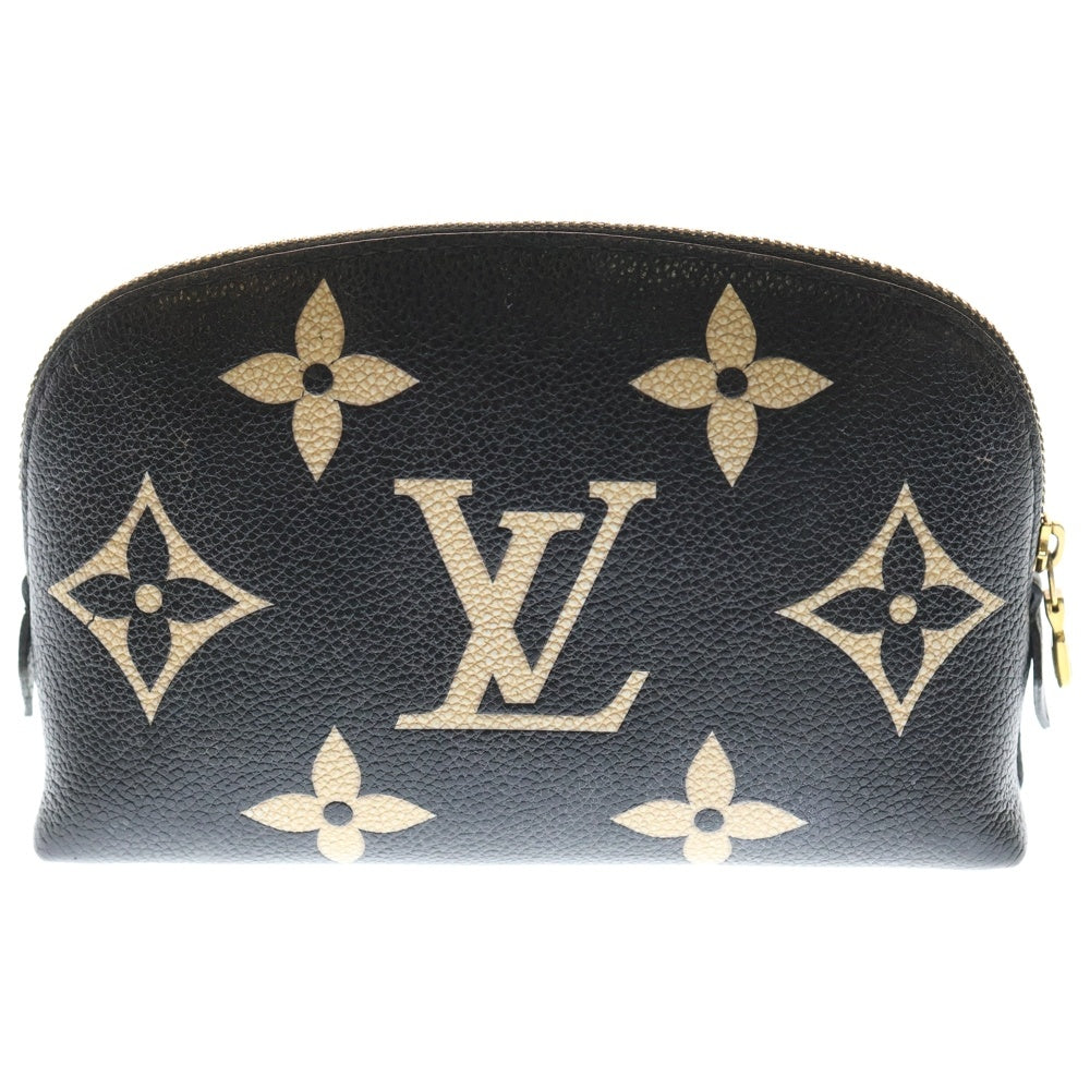 LOUIS VUITTON(ルイヴィトン) ポシェット コスメティック モノグラム アンプラント レザー ポーチ ゴールド金具 ブラック/ベージュ M59086 レディース