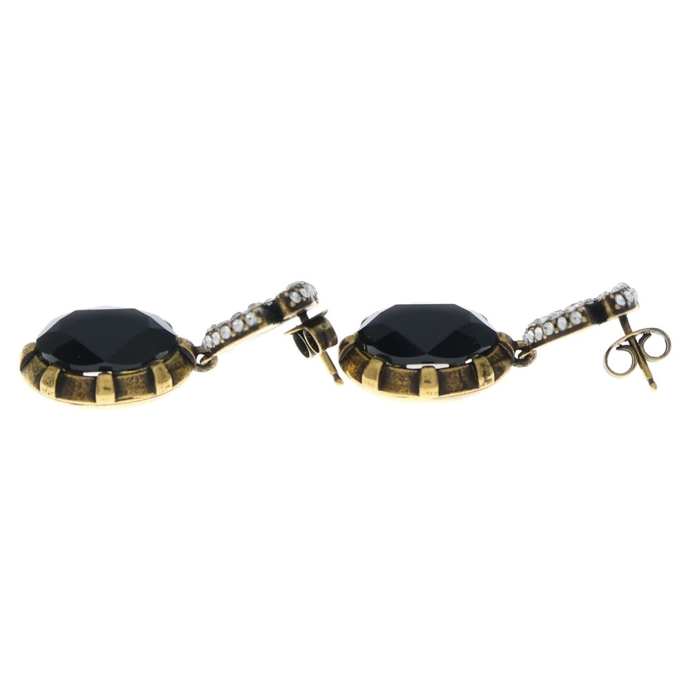 GUCCI(グッチ) ダブルG ラインストーンピアス GP ブラック×ゴールド