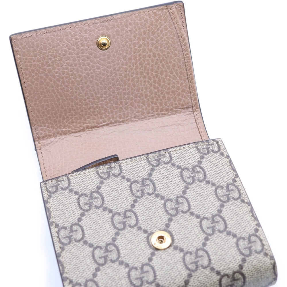 GUCCI(グッチ) GGマーモント 二つ折り財布 コンパクトウォレット コインケース ベージュ×ブラウン キャンパス×レザー 598587 ゴールド金具 レディース