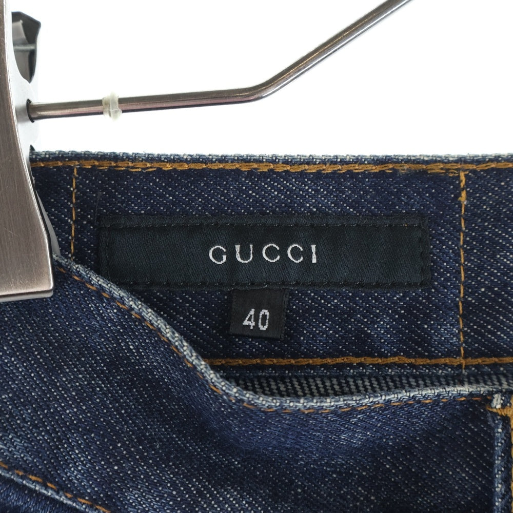 GUCCI(グッチ) 99AW トムフォード期 フローラル刺繍 デニムパンツ ジーンズ インディゴ レディース