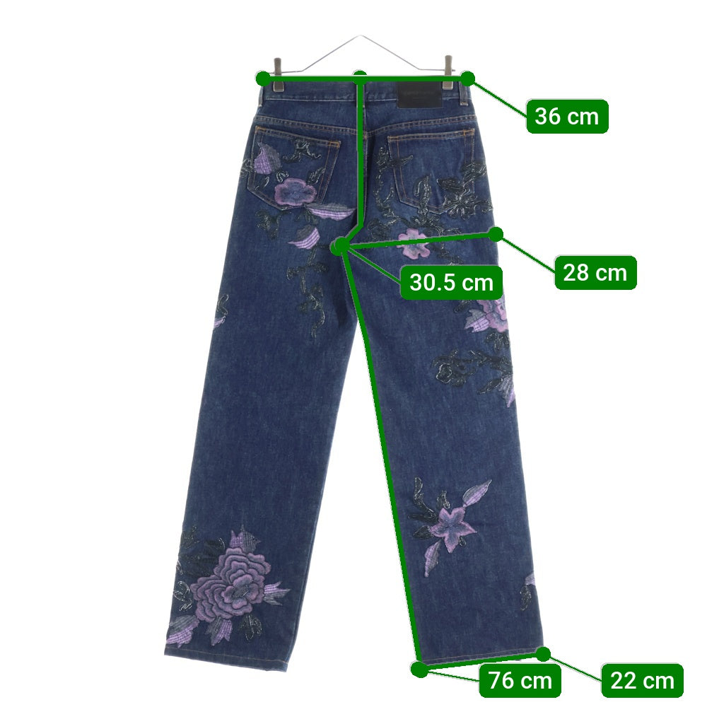 GUCCI(グッチ) 99AW トムフォード期 フローラル刺繍 デニムパンツ ジーンズ インディゴ レディース