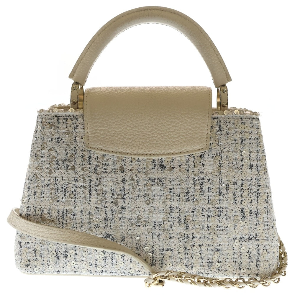 LOUIS VUITTON(ルイヴィトン) カプシーヌBB 2WAYバッグ ショルダーバッグ ハンドバッグ ホワイト ツイード レザー M12951 ゴールド金具 レディース