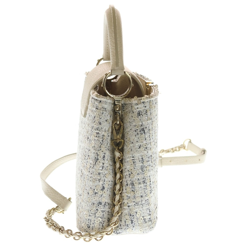 LOUIS VUITTON(ルイヴィトン) カプシーヌBB 2WAYバッグ ショルダーバッグ ハンドバッグ ホワイト ツイード レザー M12951 ゴールド金具 レディース
