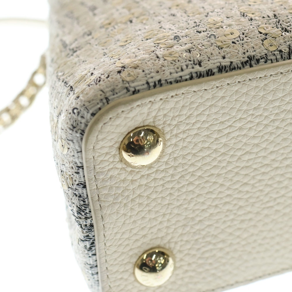 LOUIS VUITTON(ルイヴィトン) カプシーヌBB 2WAYバッグ ショルダーバッグ ハンドバッグ ホワイト ツイード レザー M12951 ゴールド金具 レディース