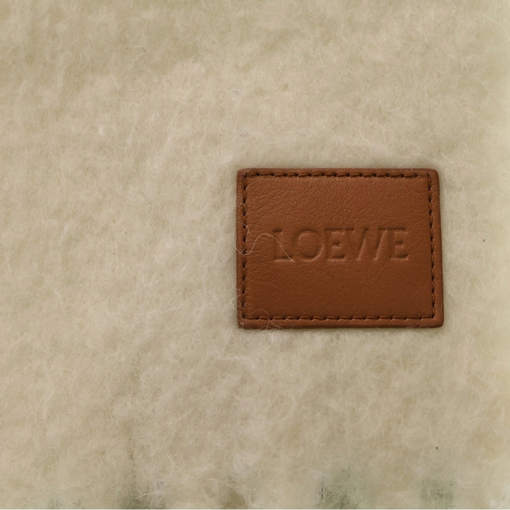 LOEWE(ロエベ) ウールアルパカブレンドマフラー ホワイト/グレー レディース