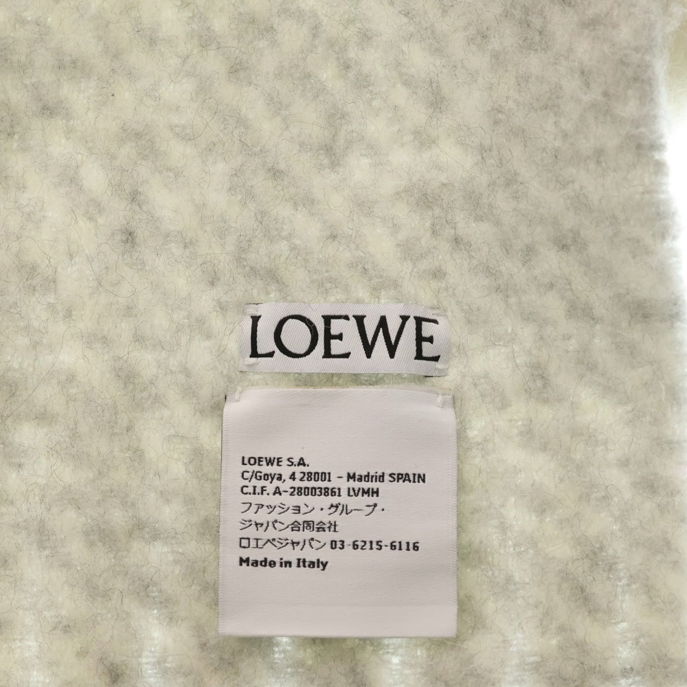 LOEWE(ロエベ) ウールアルパカブレンドマフラー ホワイト/グレー レディース