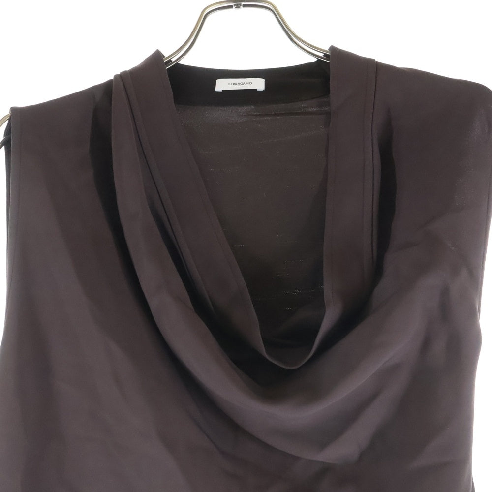 FERRAGAMO(フェラガモ) アシンメトリードレス ワンピース ナイロン ブラウン レディース