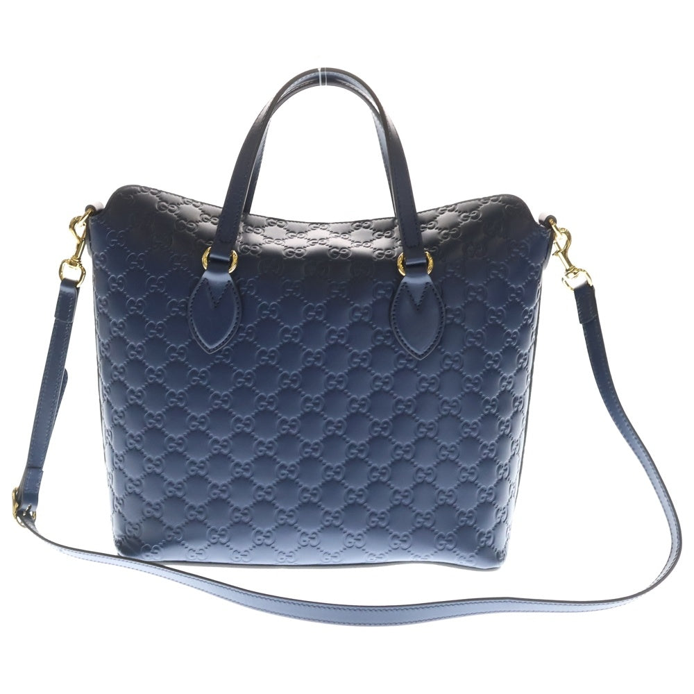 GUCCI(グッチ) グッチシマ ハンドバッグ ネイビー レザー 428226 レディース