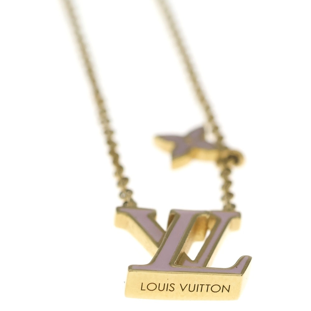 LOUIS VUITTON(ルイヴィトン) LVアイコニック エナメルピンク チェーンペンダントネックレス GP ゴールド M01215 レディース