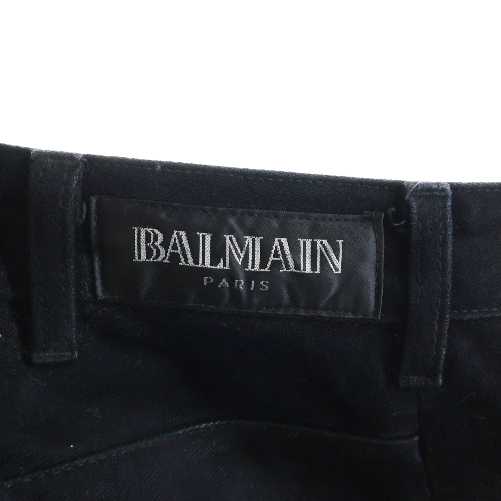 BALMAIN(バルマン) 10AW サイドライン 裾ジップ ニューバイカーデニム ブラック/レッド