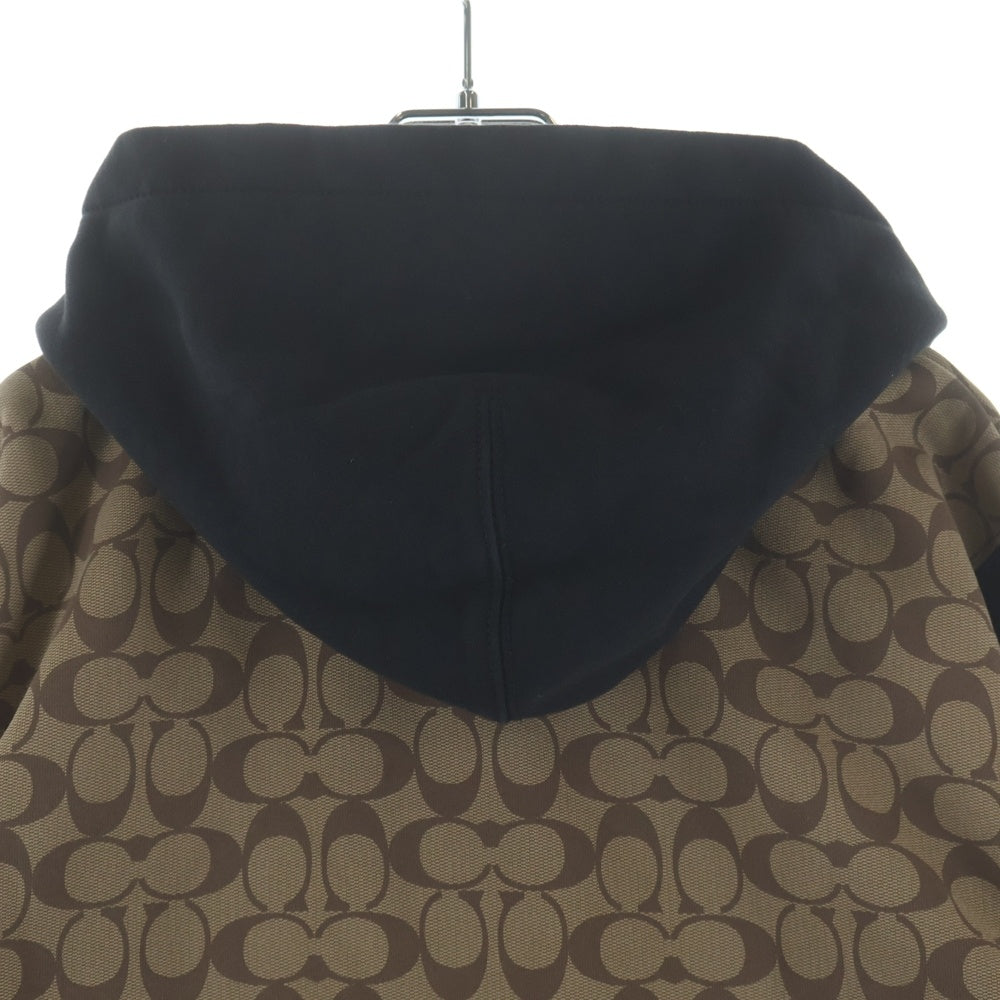 COACH(コーチ) ラバーロゴ シグネチャー 総柄 プルオーバースウェットパーカー フーディー ベージュ/ブラック C7828