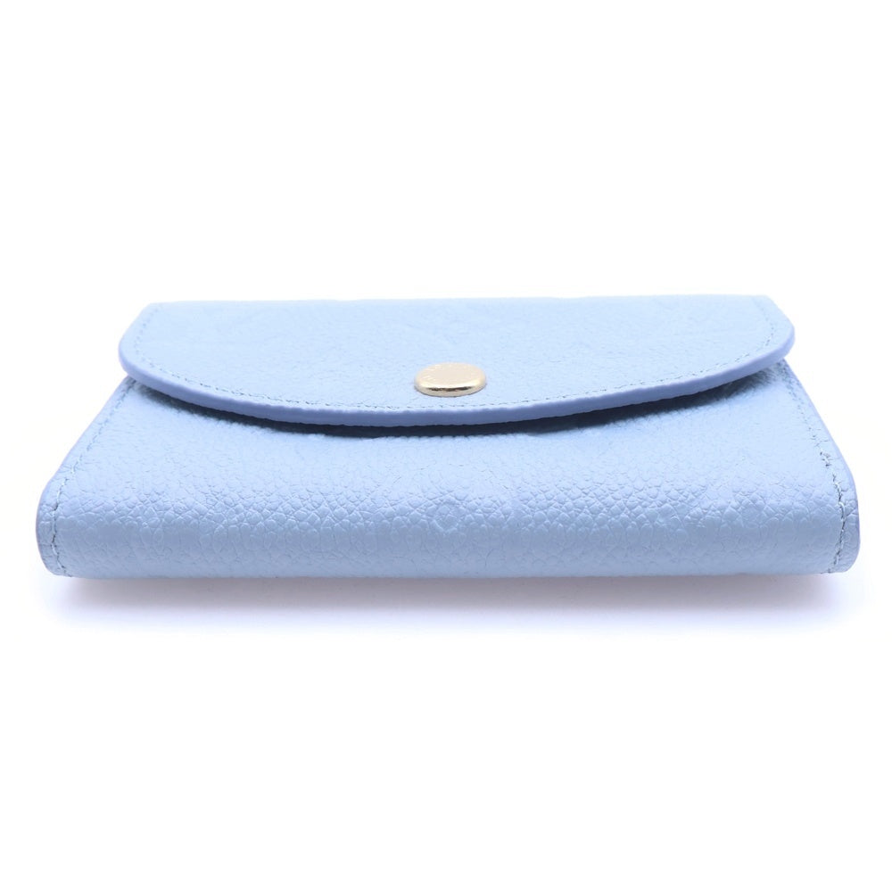 LOUIS VUITTON(ルイヴィトン) モノグラム・アンプラント ポルトモネロザリ コンパクトウォレット 三つ折り財布 コインケース ライトブルー レザー M81923 ゴールド金具