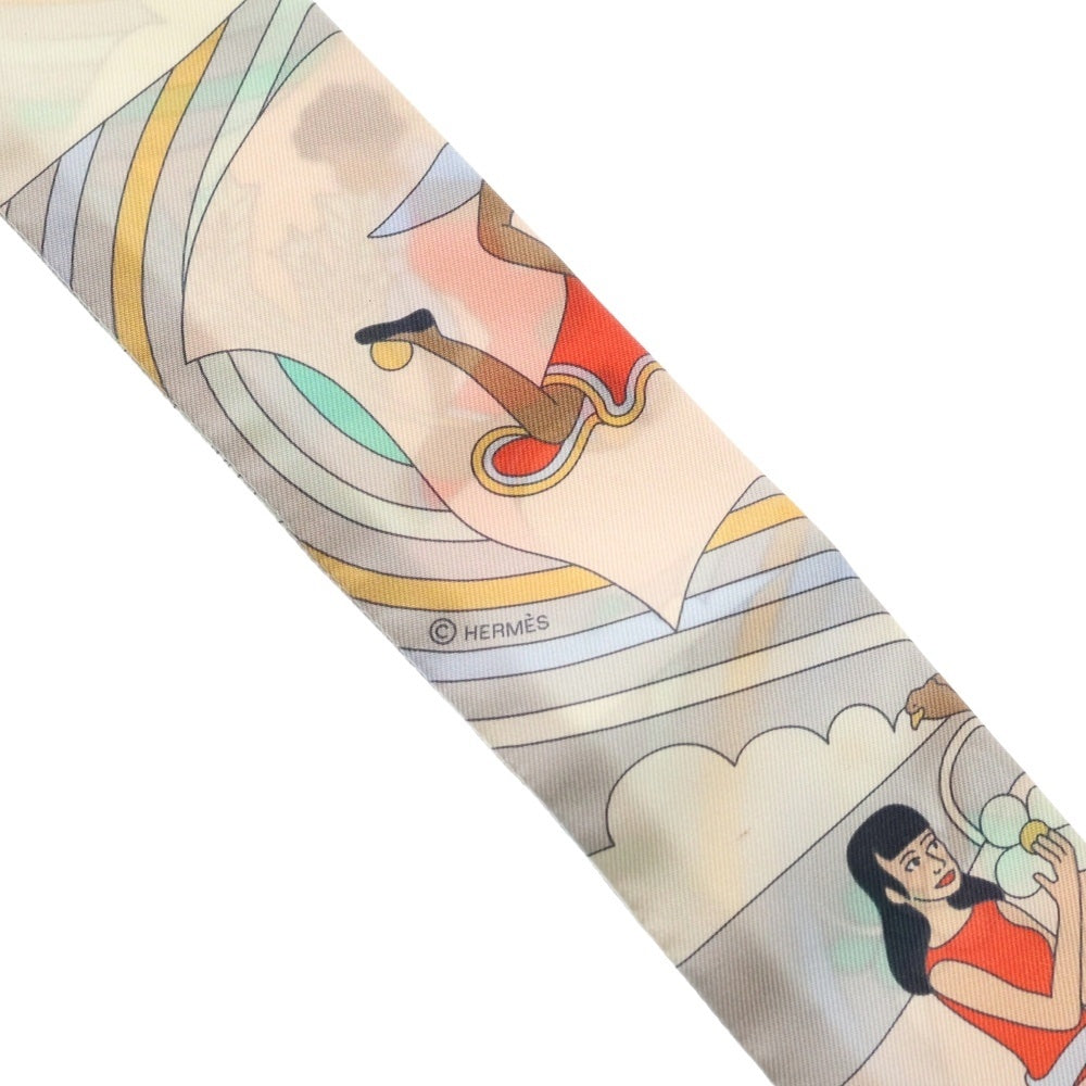 HERMES(エルメス) ツイリー 空飛ぶカレ シルクスカーフ ピンクベージュ レディース
